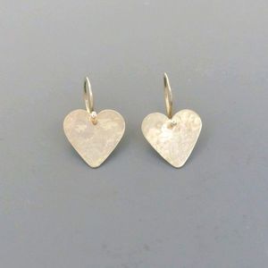 𝅺HEART Shaped 925 hammered dangle earrings